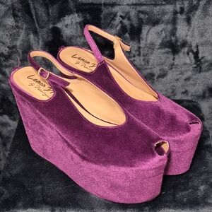 Lemon Tree Luxurious Purple Velvet Platform Shoes